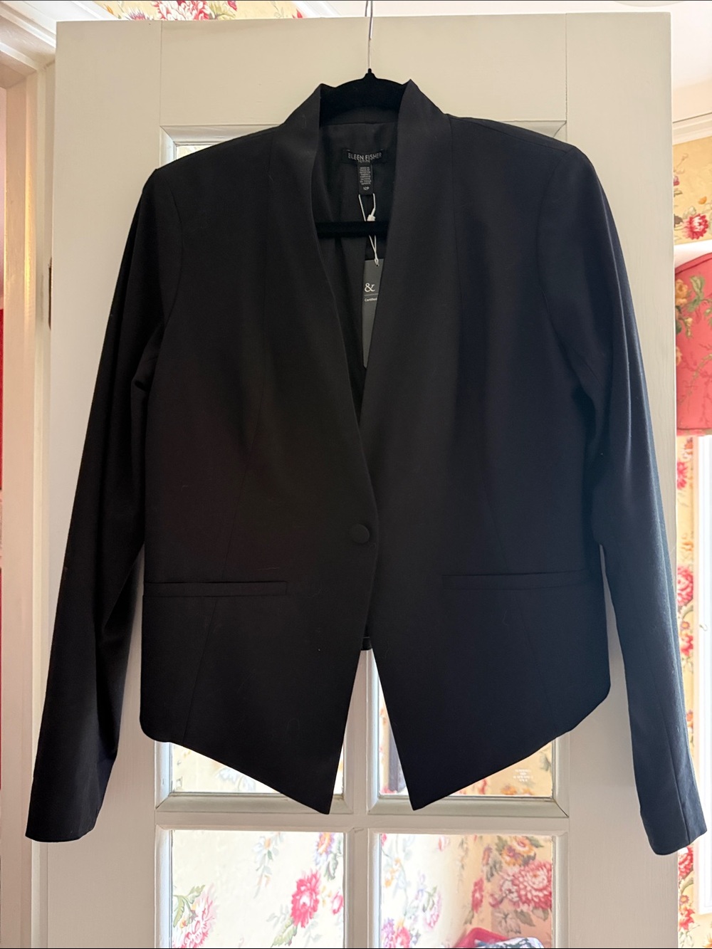 Eileen Fisher Black Single-Button Front Blazer